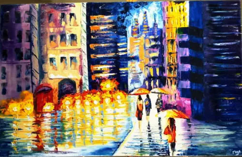 Quadros para Sala Pintura Tela Paisagem Urbana New York Eua