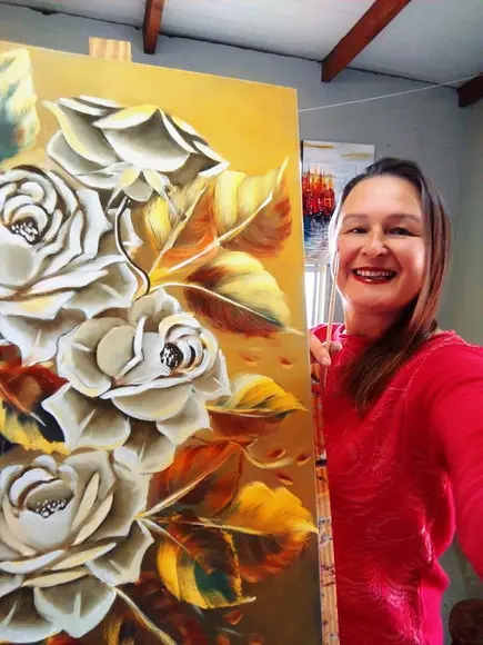 Quadros para Sala Pintura Tela Rosas Black Friday