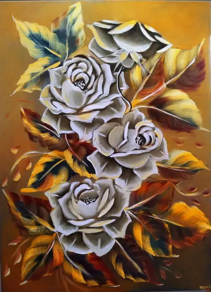 Quadros para Sala Pintura Tela Rosas Black Friday