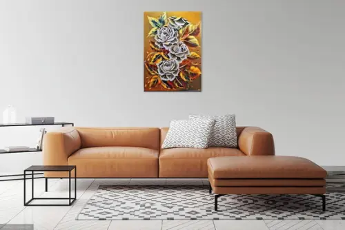 Quadros para Sala Pintura Tela Rosas Black Friday