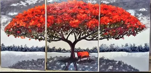 Quadros para Sala Pinturatela Árvore Flamboyant Black Friday