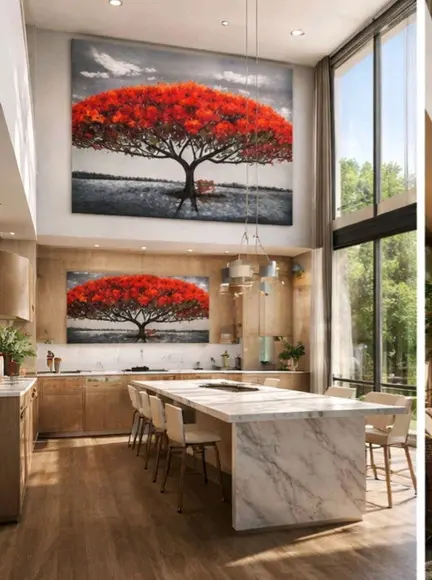 Quadros para Sala Pinturatela Árvore Flamboyant Black Friday