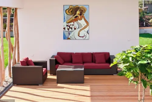 Quadros para Sala Pinturatela Mulher Cofee Time Black Friday