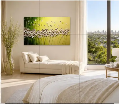 Quadros Pintura Abstrato Florzinhas Brancas Black Friday