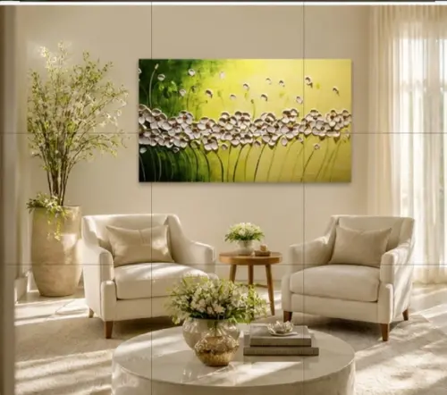 Quadros Pintura Abstrato Florzinhas Brancas Black Friday