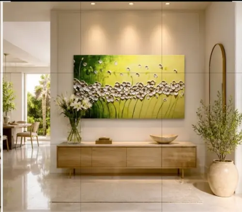 Quadros Pintura Abstrato Florzinhas Brancas Black Friday