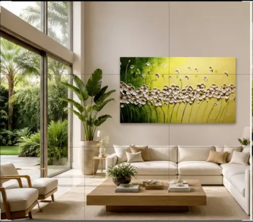 Quadros Pintura Abstrato Florzinhas Brancas Black Friday