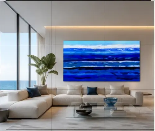 Quadros Pintura Abstrato Moderno Águas Oceano Black Friday