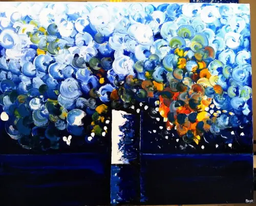 Quadros Pintura Abstrato Moderno Bolhas Azuis Black Friday