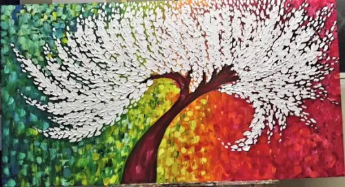 Quadros Pintura Abstrato Moderno Árvore Branca Black Friday