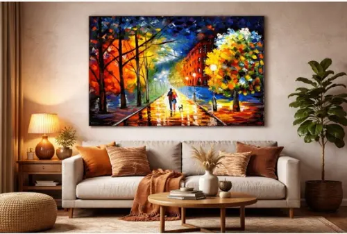 Quadros Pintura Abstrato Moderno Casal com Dog Black Friday