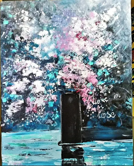 Quadros Pintura Abstrato Moderno Love In Rose Black Friday