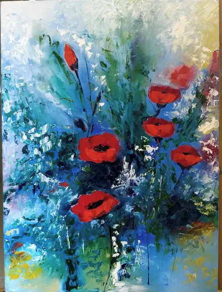 Quadros Pintura Abstrato Moderno Papoulas Black Friday
