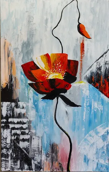 Quadros Pintura Abstrato Moderno Papoulas Black Friday