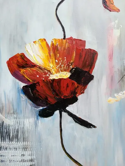 Quadros Pintura Abstrato Moderno Papoulas Black Friday