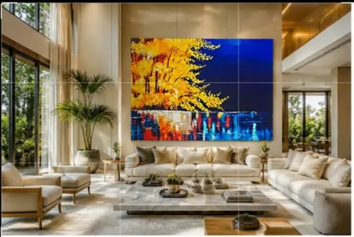 Quadros Pintura Abstrato Moderno Yelow Blue Black Friday