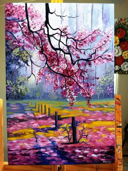 Quadros Pintura Alvorada Cor de Rosa Presente de Natal
