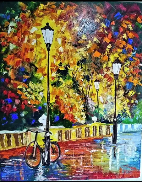 Quadros Pintura em Tela Abstrato Bicicleta Presente de Natal