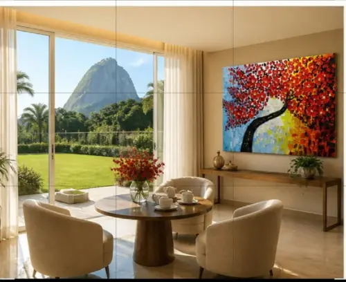 Quadros Pintura em Tela Abstrato Moderno Árvore Vermelha