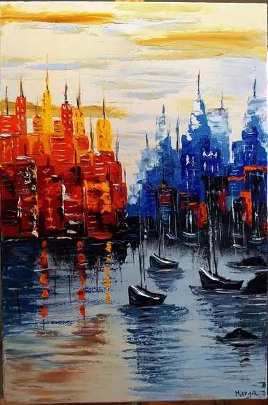 Quadros Pintura em Tela Abstrato Moderno Marina Black Friday