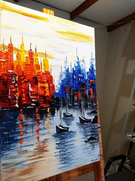 Quadros Pintura em Tela Abstrato Moderno Marina Black Friday