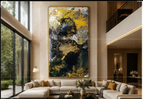 Quadros Pintura em Tela Acrílico Fluído Black And Yelow