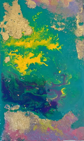 Quadros Pintura em Tela Acrílico Fluído Pouring Green