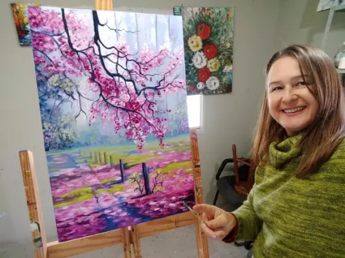 Quadros Pintura em Tela Alvorada Cor de Rosa Black Friday