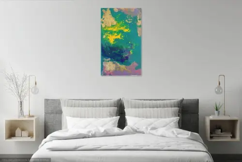 Quadros Pintura em Tela Acrílico Fluído Pouring Green