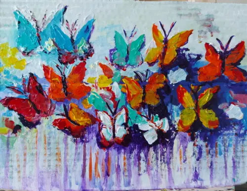 Quadros Pintura em Tela Animais Borboletas Abstrato Moderno