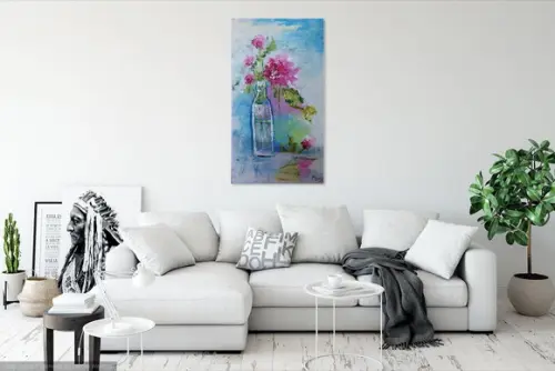 Quadros Pintura em Tela Aquarela Floral Abstrato Moderno