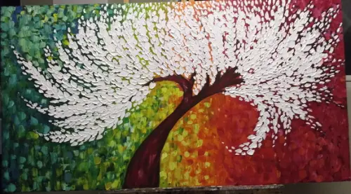 Quadros Pintura em Tela Árvore Branca Black Friday