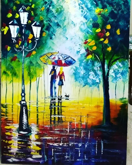 Quadros Pintura em Tela Casal com Cachorro Presente de Natal