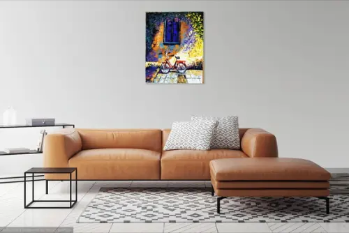 Quadros Pintura em Tela Casario Ciclista Esportes Bicicleta