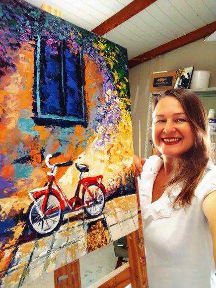 Quadros Pintura em Tela Casario Ciclista Esportes Bicicleta