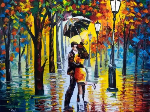 Quadros Pintura em Tela Dançando na Chuva Black Friday