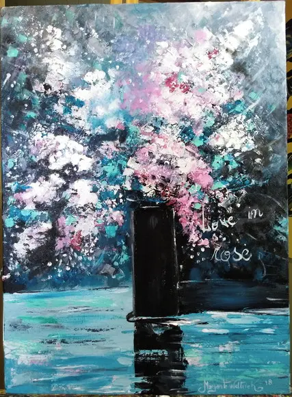 Quadros Pintura em Tela Floral Abstrato Moderno Love In Rose