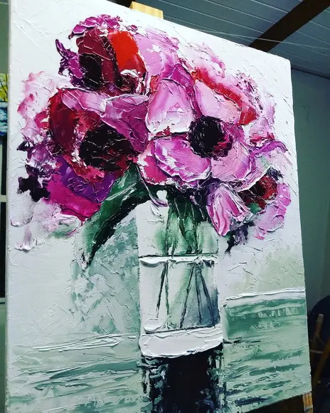 Quadros Pintura em Tela Floral Abstrato Rosas Black Friday