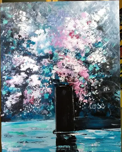 Quadros Pintura em Tela Floral Abstrato Moderno Love In Rose