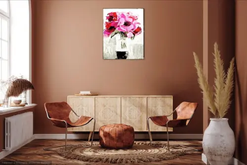 Quadros Pintura em Tela Floral Abstrato Rosas Black Friday