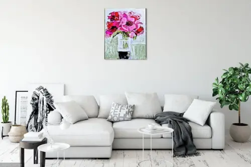 Quadros Pintura em Tela Floral Abstrato Rosas Black Friday