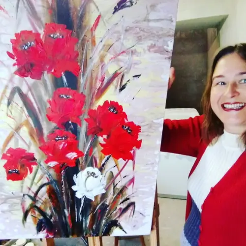 Quadros Pintura em Tela Floral Abstrato Tulípas Black Friday