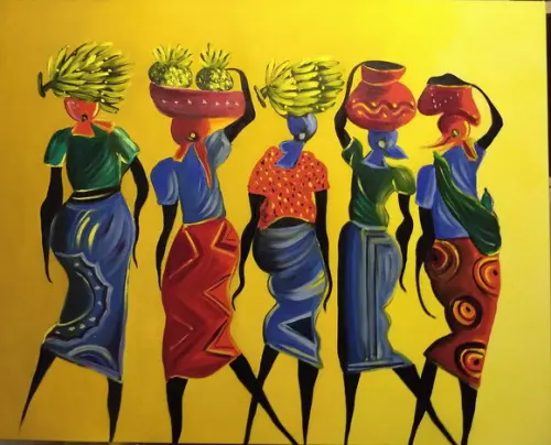 Quadros Pintura em Tela Frutas África Mulheres Africanas