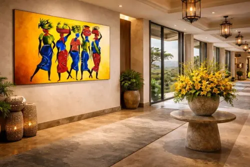 Quadros Pintura em Tela Frutas África Mulheres Africanas