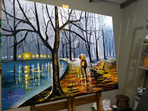 Quadros Pintura em Tela Inverno Lago Congelado Black Friday