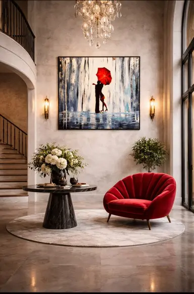 Quadros Pintura em Tela Love Red Umbrela Black Friday