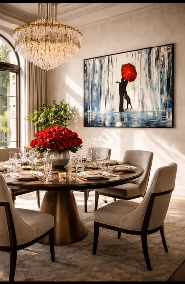 Quadros Pintura em Tela Love Red Umbrela Black Friday