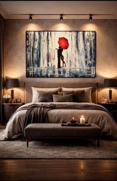 Quadros Pintura em Tela Love Red Umbrela Black Friday