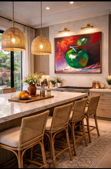 Quadros Pintura em Tela Maçã Verde Cozinha Gourmet