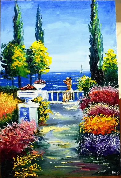 Quadros Pintura em Tela Mar Primavera Lago Azul Black Friday
